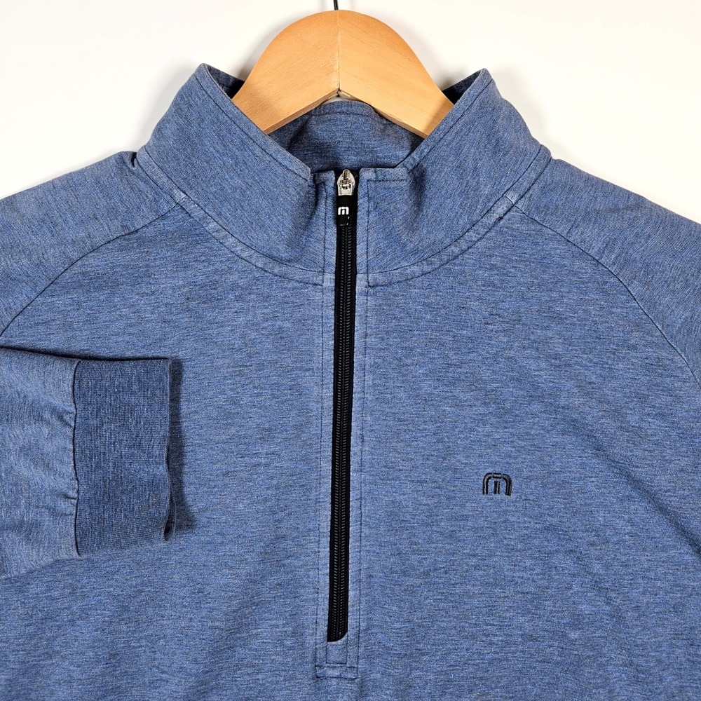 TravisMathew Pullover Mens Large Blue Heather Quarter Zip Golf Jacket Sweater